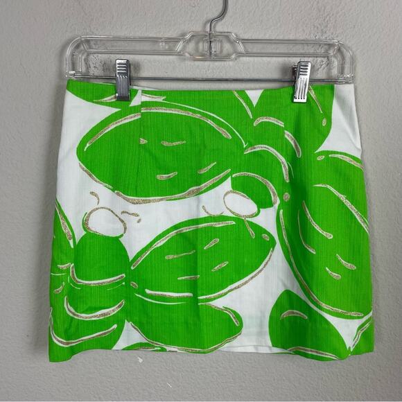 Lilly Pulitzer Skirt Kelly Green Mini Tate Resort Stinger Bee Print Skirt  00 - Picture 1 of 4